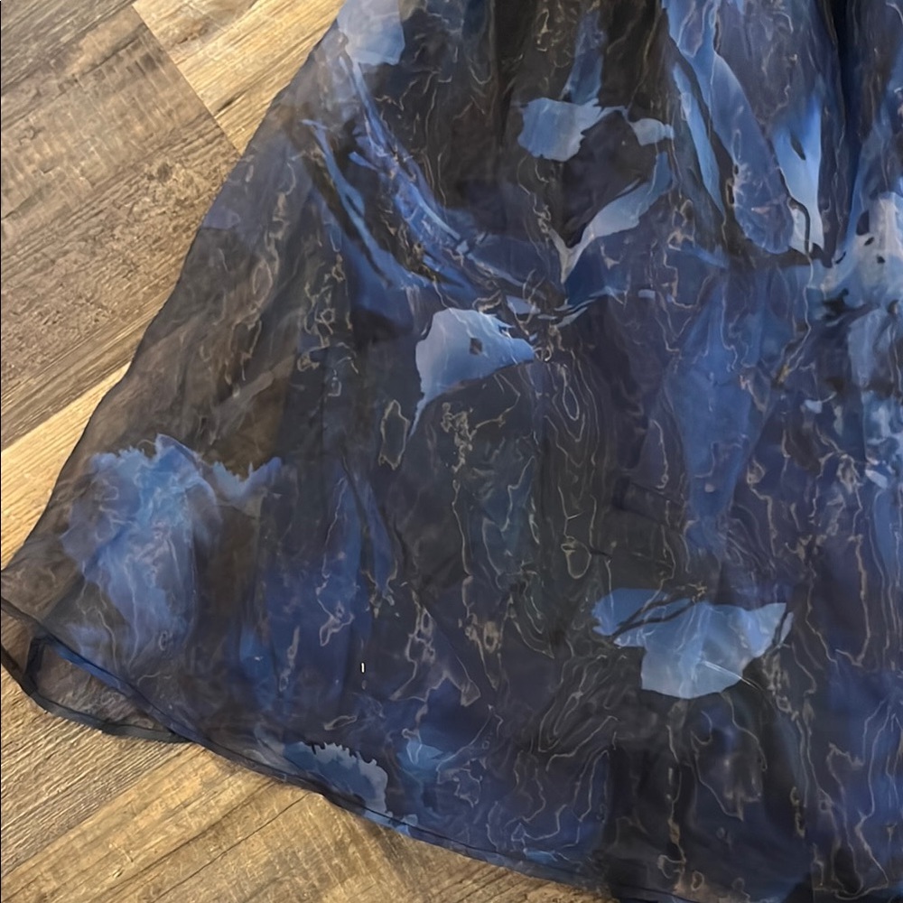 BloomChic Elegant Blue and Black Midi Dress - Picture 6 of 11